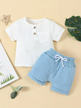 2pcs Short Sleeve Shirt Cotton Blend Breathable Summer Set
